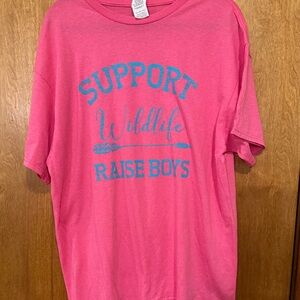 Women’s XL pink support wildlife raise boys t shirt